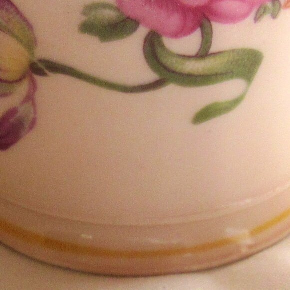 Aynsley Tea Cup and Saucer, Soft Beige and Spring Floral, Corset Shape, H28 - Picture 4 of 8